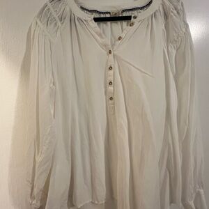 Anthropologie Pilcro Cream Button-Down Blouse